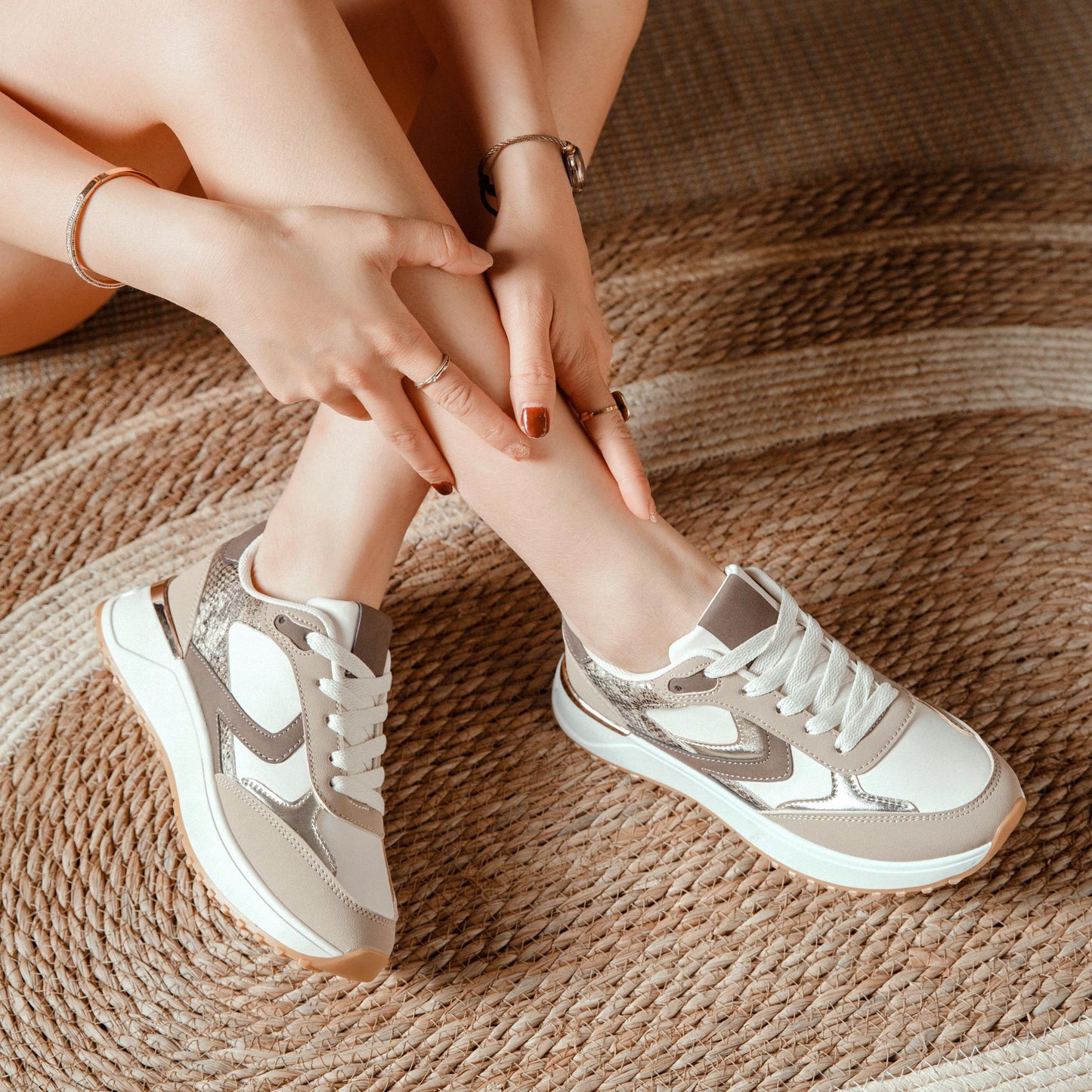 basket femme épaisse tendance avec empiècements