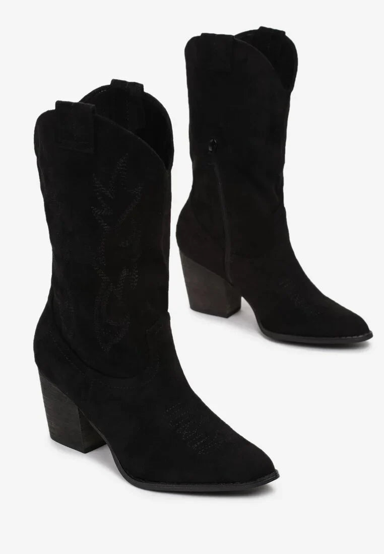 bottes cowboy mi-mollet à bout pointu