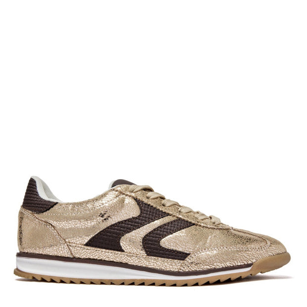 Baskets en tissu avec détails dorés et semelle en caoutchouc