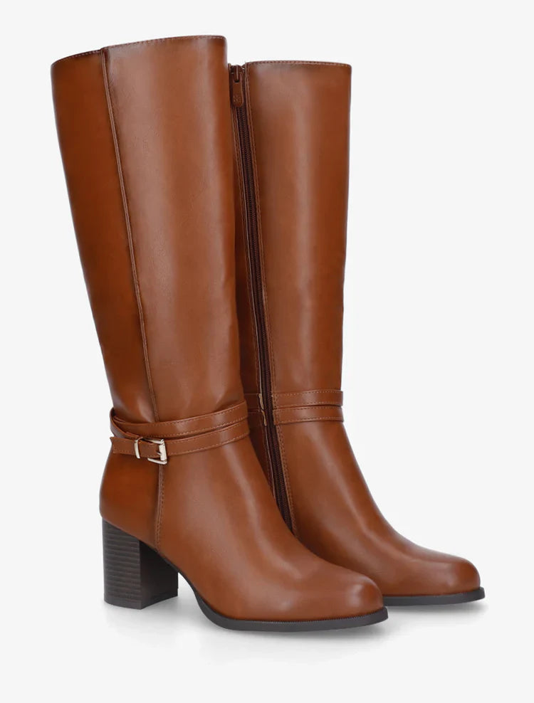 Bottes à talons isolées pour femme avec boucle