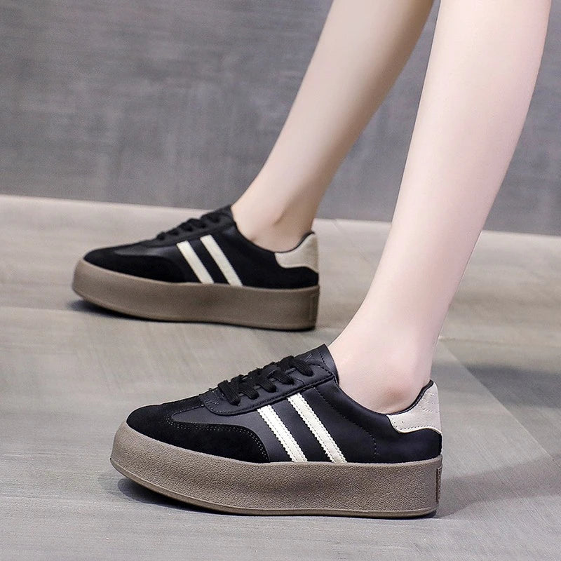 2024 Spring Autumn New Women Casual Outdoor Sneakers Designer Brand Round Toe Lace Up Flat Shoes Sports Shoes Zapatos De Mujer