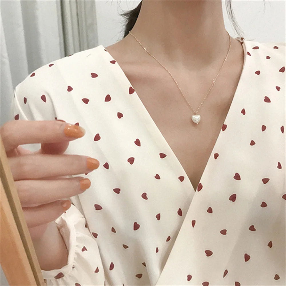 New Beaded Necklace Love Imitation Pearl Necklace