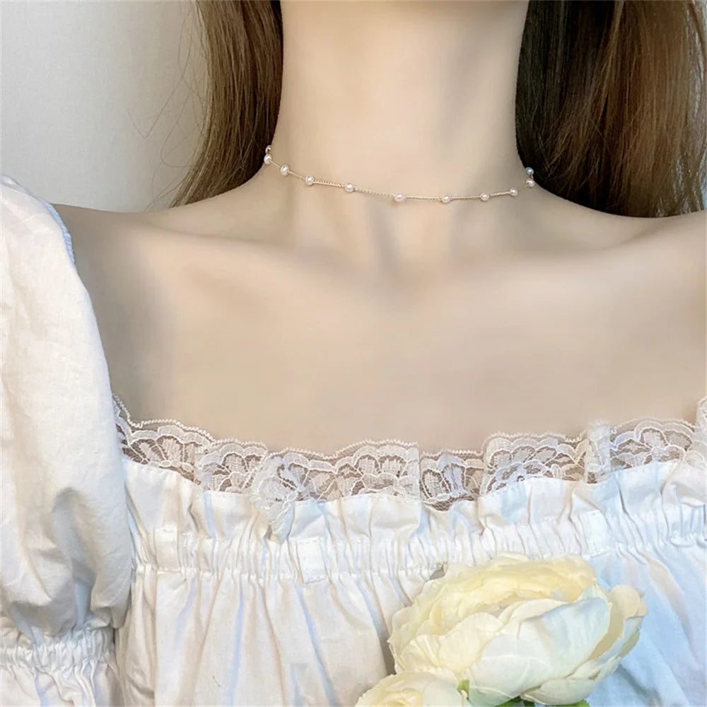 New Beaded Necklace Love Imitation Pearl Necklace