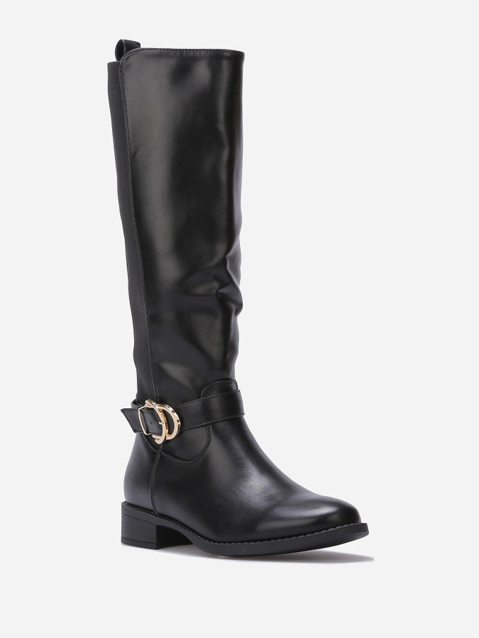 Bottes cavalières stretch à boucle