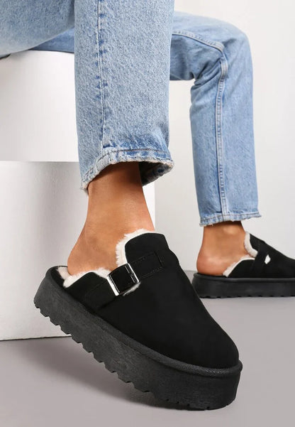 Sabot à plateforme en fourrure douce