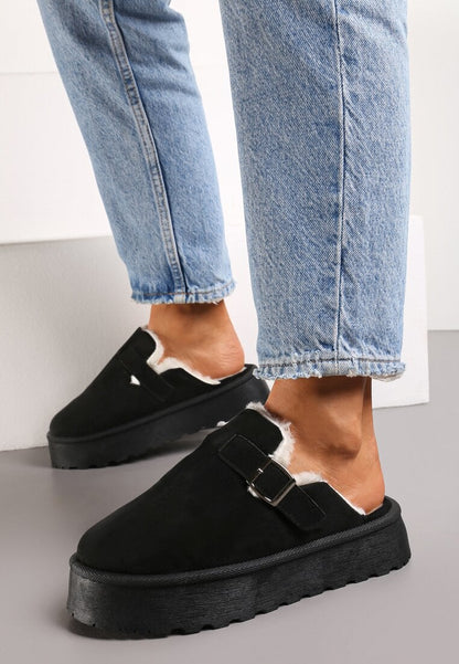 Sabot à plateforme en fourrure douce