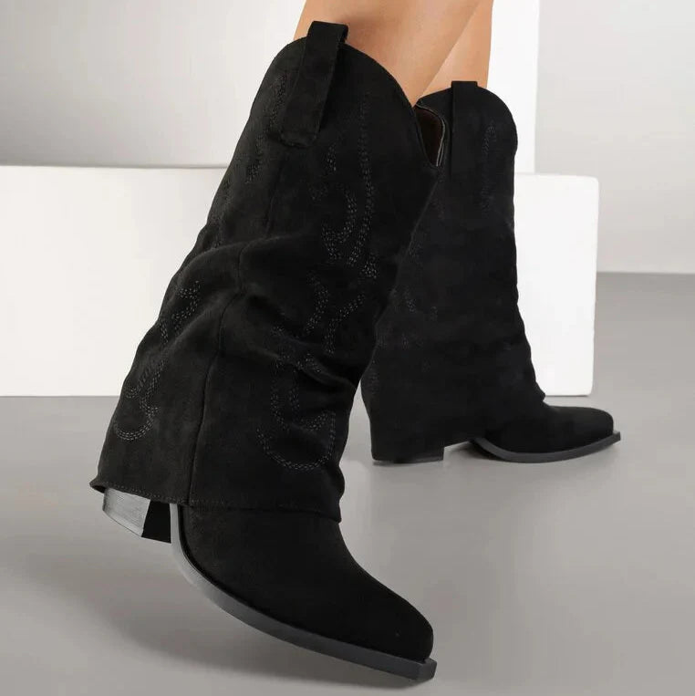 Bottes de cowboy à revers noires