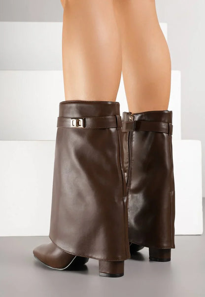 Bottes à talons avec tige à revers et ornements