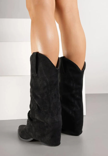 Bottes de cowboy à revers noires