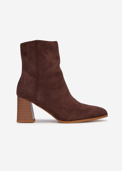 bottines pour femme en daim écologique avec fermeture éclair et talon
