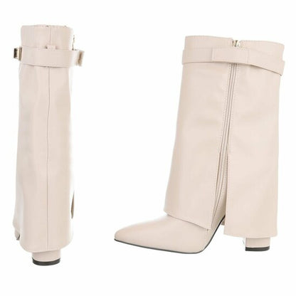 Bottes à talons avec tige à revers et ornements