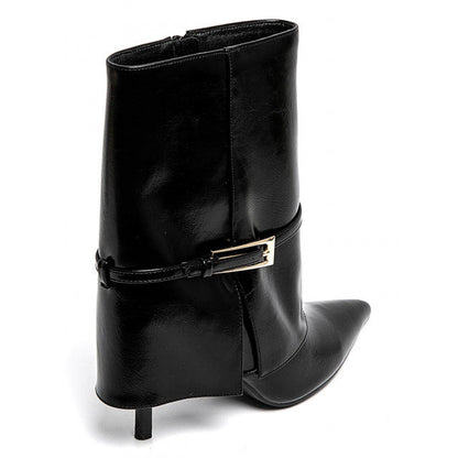 Bottes à talons hauts à boucle métallique