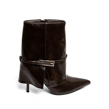 Bottes à talons hauts à boucle métallique