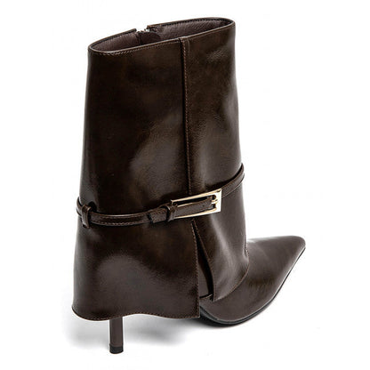 Bottes à talons hauts à boucle métallique