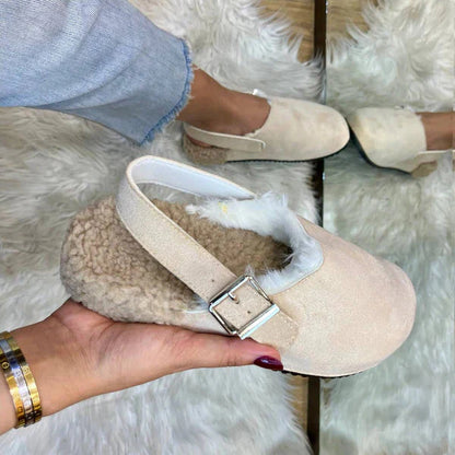 Sabot d'intérieur/extérieur unicolores en peluche à la mode