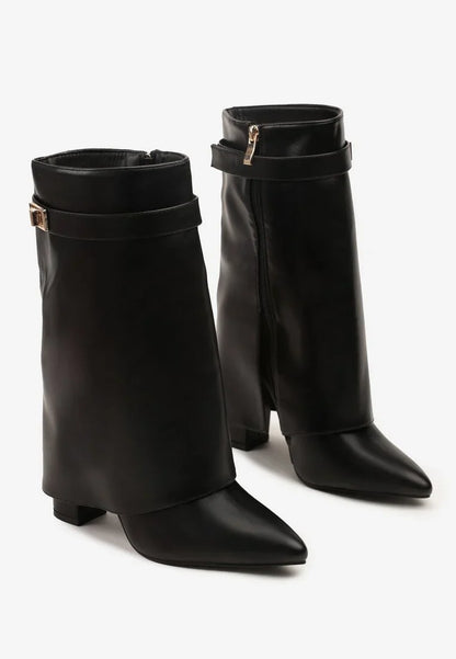 Bottes à talons avec tige à revers et ornements