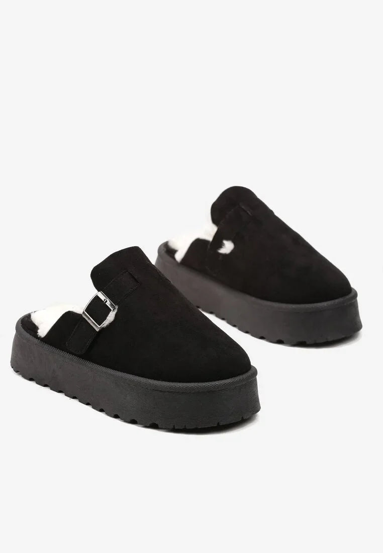 Sabot à plateforme en fourrure douce