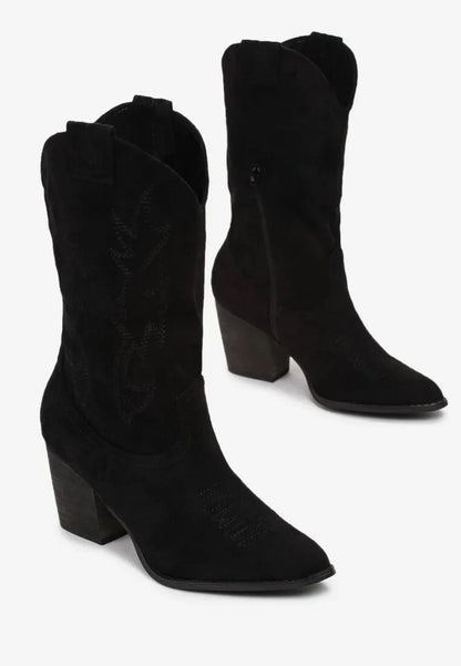 bottes cowboy mi-mollet à bout pointu