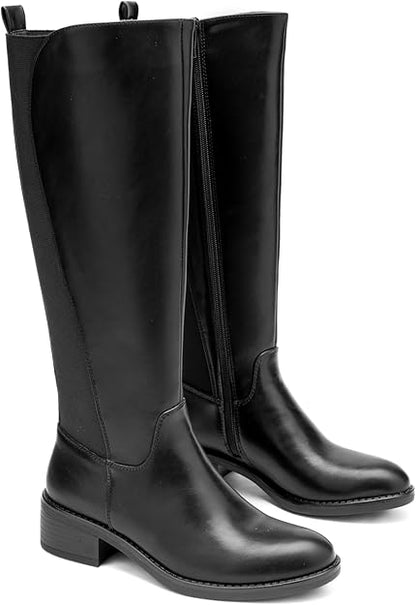 Bottes Femme Mollet Large en Similicuir