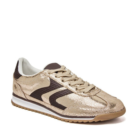 Baskets en tissu avec détails dorés et semelle en caoutchouc