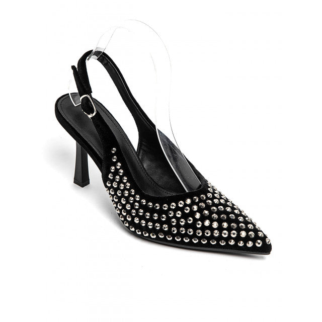 Escarpins à bride arrière avec zircons
