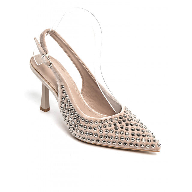 Escarpins à bride arrière avec zircons
