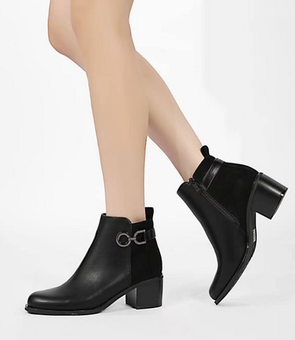 Bottes Courtes à Talon Épais pour Femmes