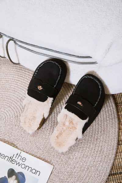 Sabots fourrées en daim