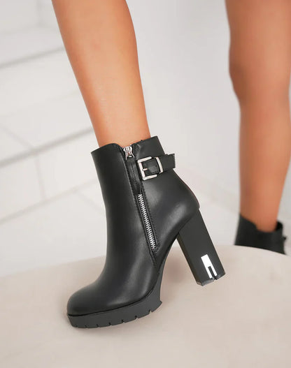 Bottines en simili à talon haut