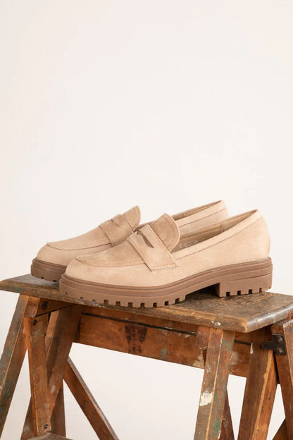 Mocassins plats en simili-daim