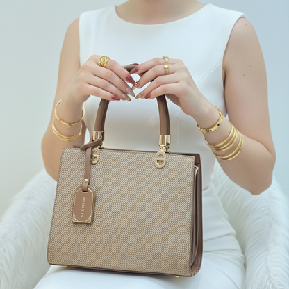 Medium Sac à Main Effet Tissu Avec Pendentif