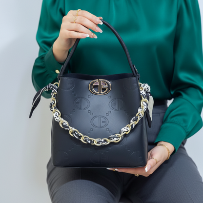 Sac sceau chaine foulard noir