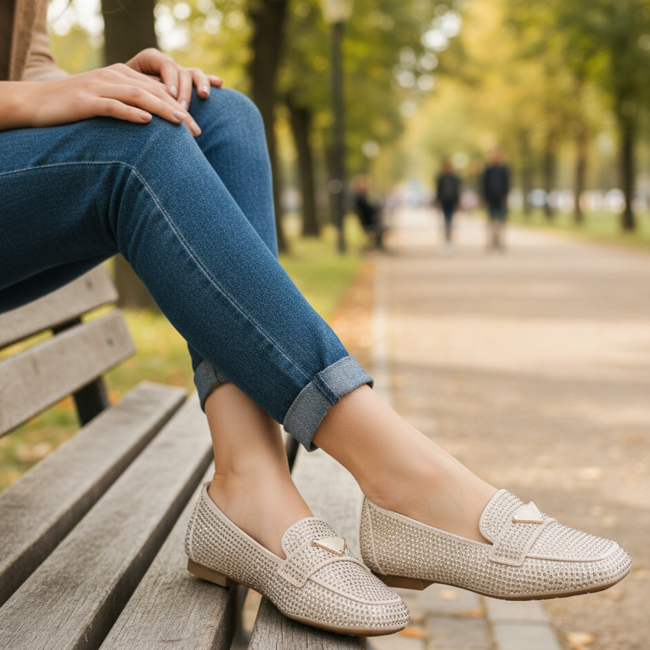 Mocassins en cristal limonade