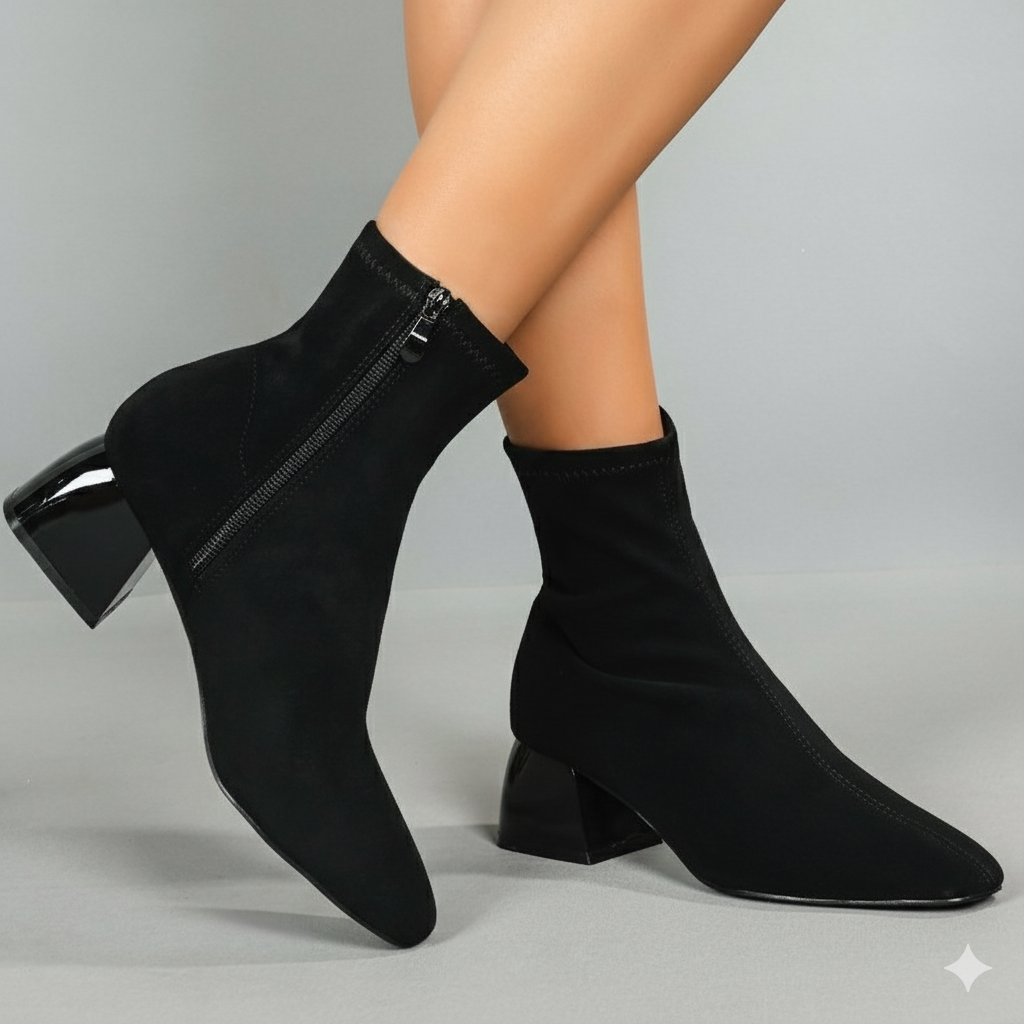 Bottine À La Mode Zippé Confortable
