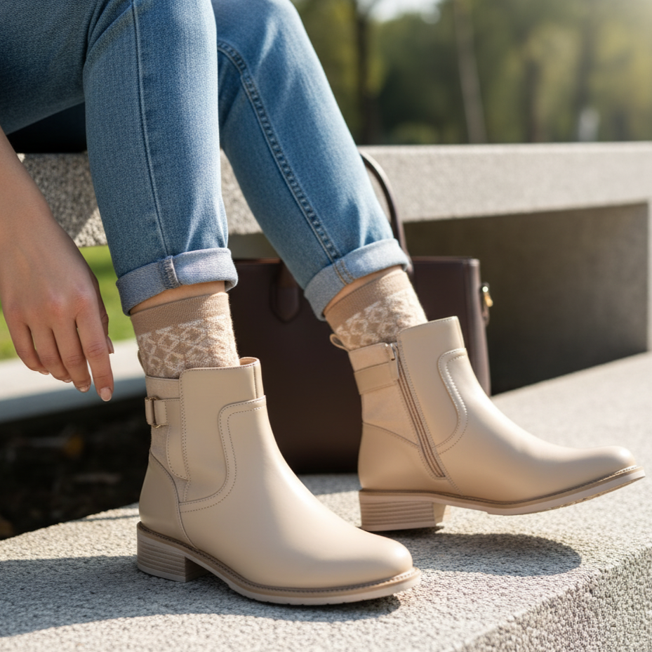 Bottines plates en cuir synthétique