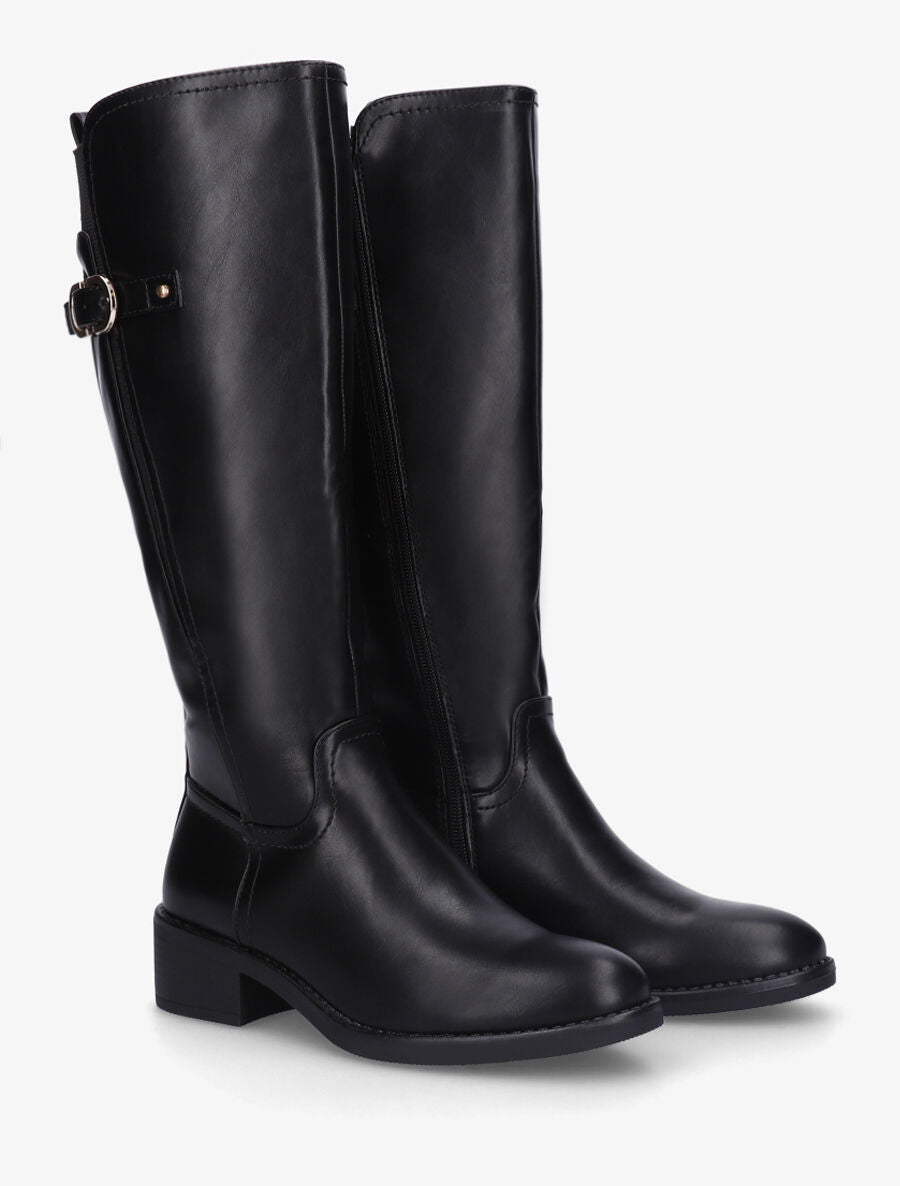 Bottes unies élastiquées à talon