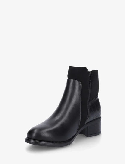 Bottines en simili et suédine à contrefort croco