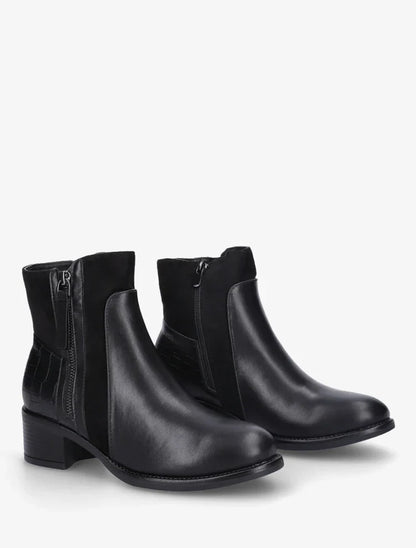 Bottines en simili et suédine à contrefort croco