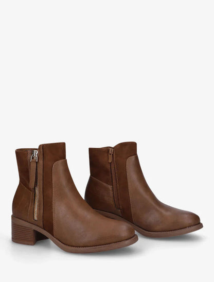 Bottines en simili et suédine à contrefort croco