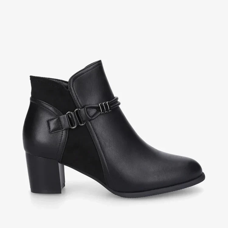 Bottines en simili et suédine à contrefort stylisé