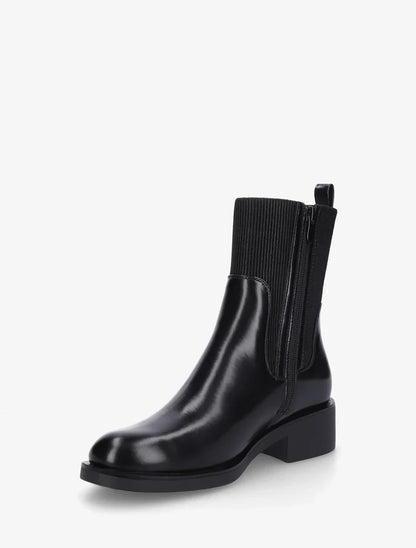 Bottines en simili et tissu côtelé