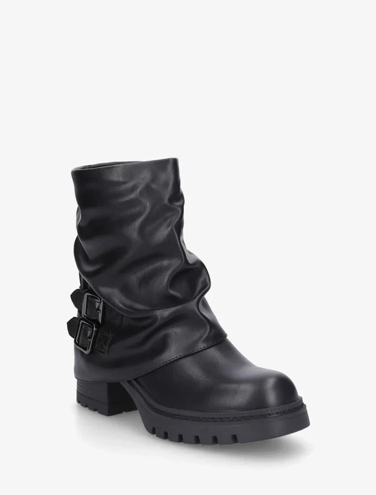 Bottines montantes à revers et boucles