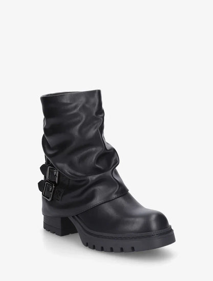 Bottines montantes à revers et boucles