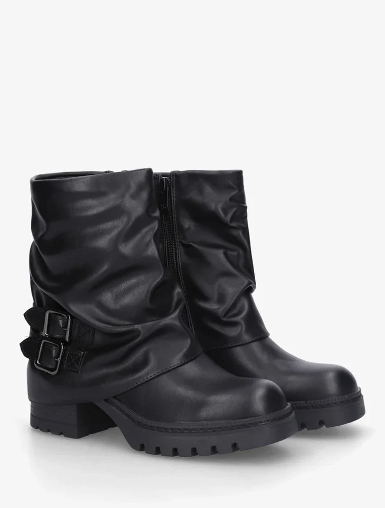 Bottines montantes à revers et boucles