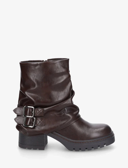 Bottines montantes à revers et boucles