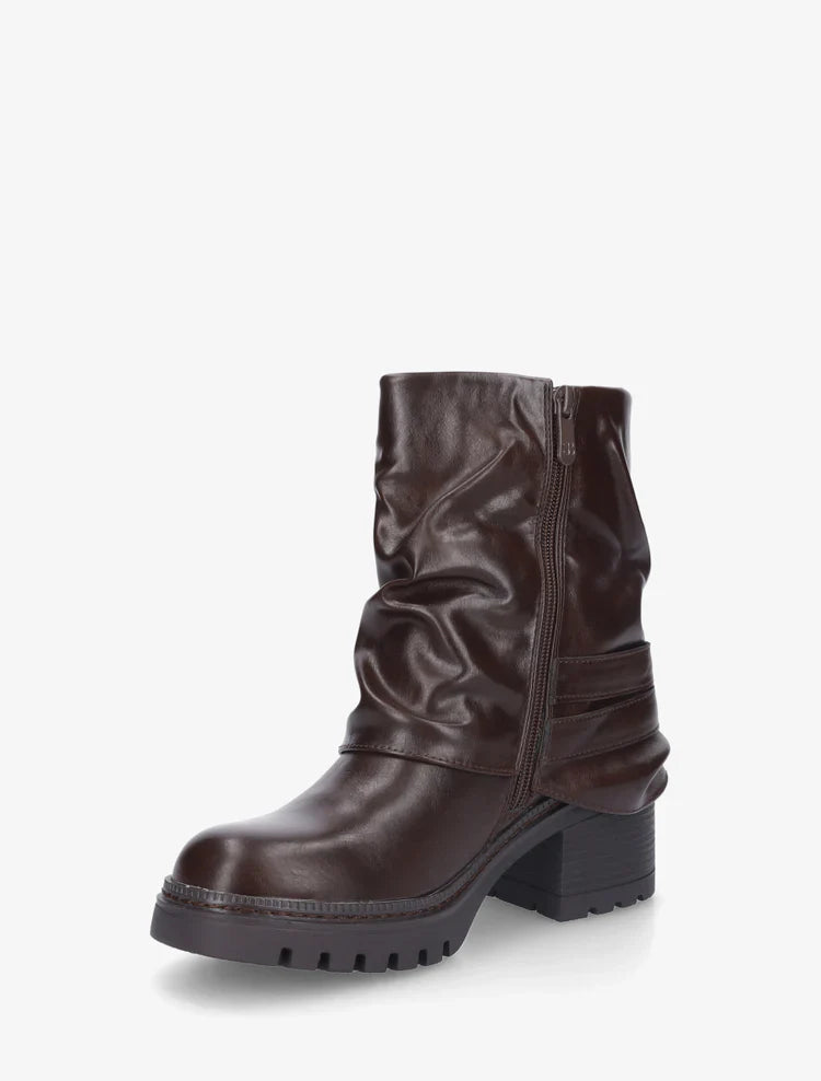 Bottines montantes à revers et boucles