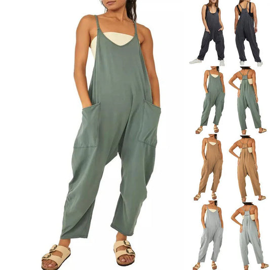 Jumpsuit with Spacious Pockets and Wide-Leg Design