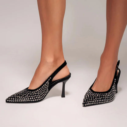 Escarpins à bride arrière avec zircons
