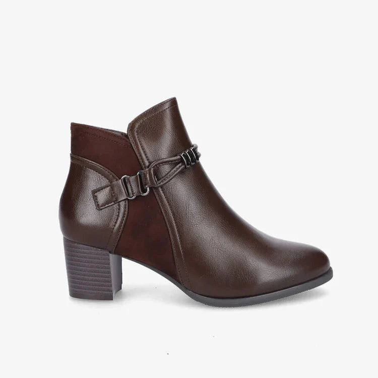 Bottines en simili et suédine à contrefort stylisé