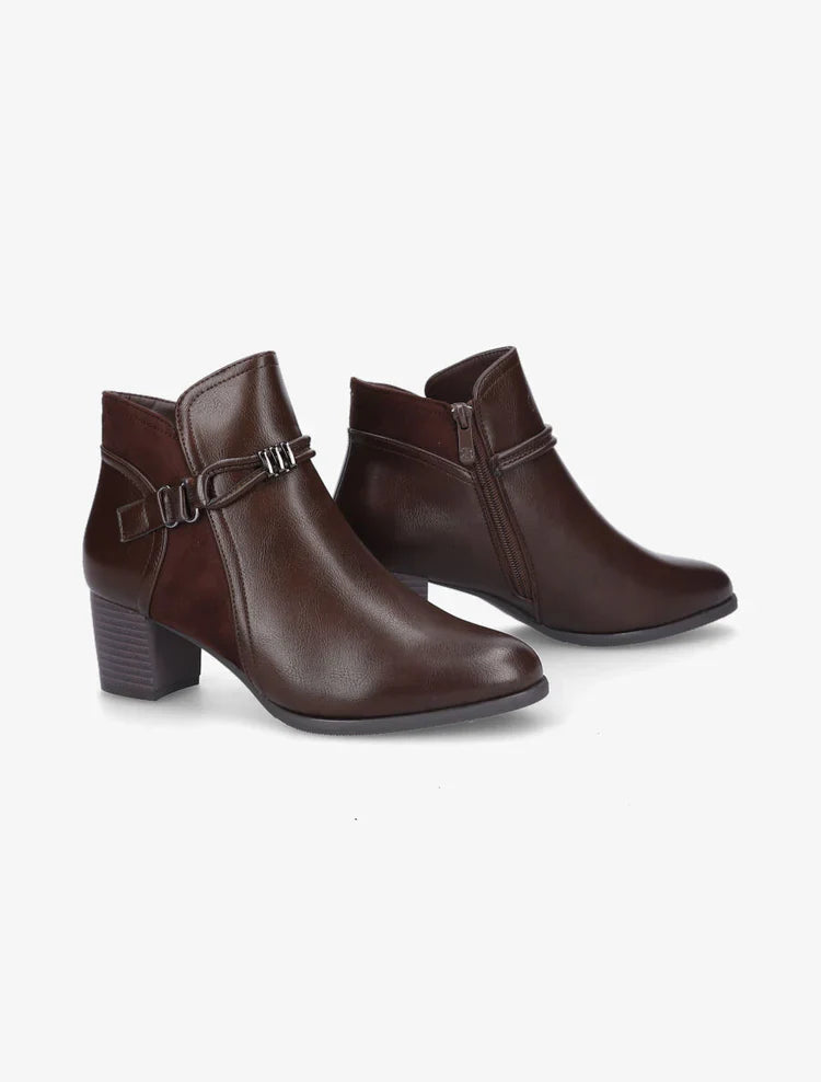 Bottines en simili et suédine à contrefort stylisé